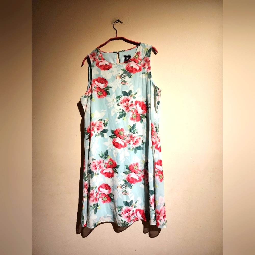 GH Design Sea Foam Green Vintage and Romantic Floral Pattern A-Line Dress